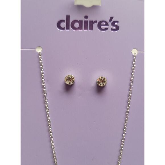 Claires Scorpio Necklace Jewelry Silver Earring Set Cubic Zirconia Girls Womens - Picture 3 of 5